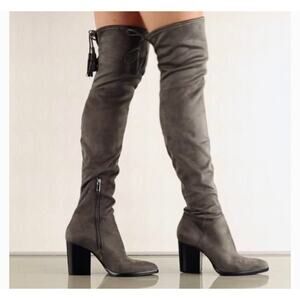 Marc Fisher Grey Faux Suede Over the Knee Heeled Boot